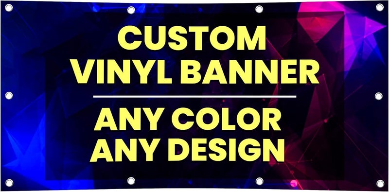 Factory of Stickers Store طباعة لافتات فينيل مخصصة شخصية للاستخدام الداخلي أو الخارجي لحدث تجاري أو حفلة عيد ميلاد لافتة فينيل كبيرة مخصصة لتزيين الحفلات (3'x9) - Image 1